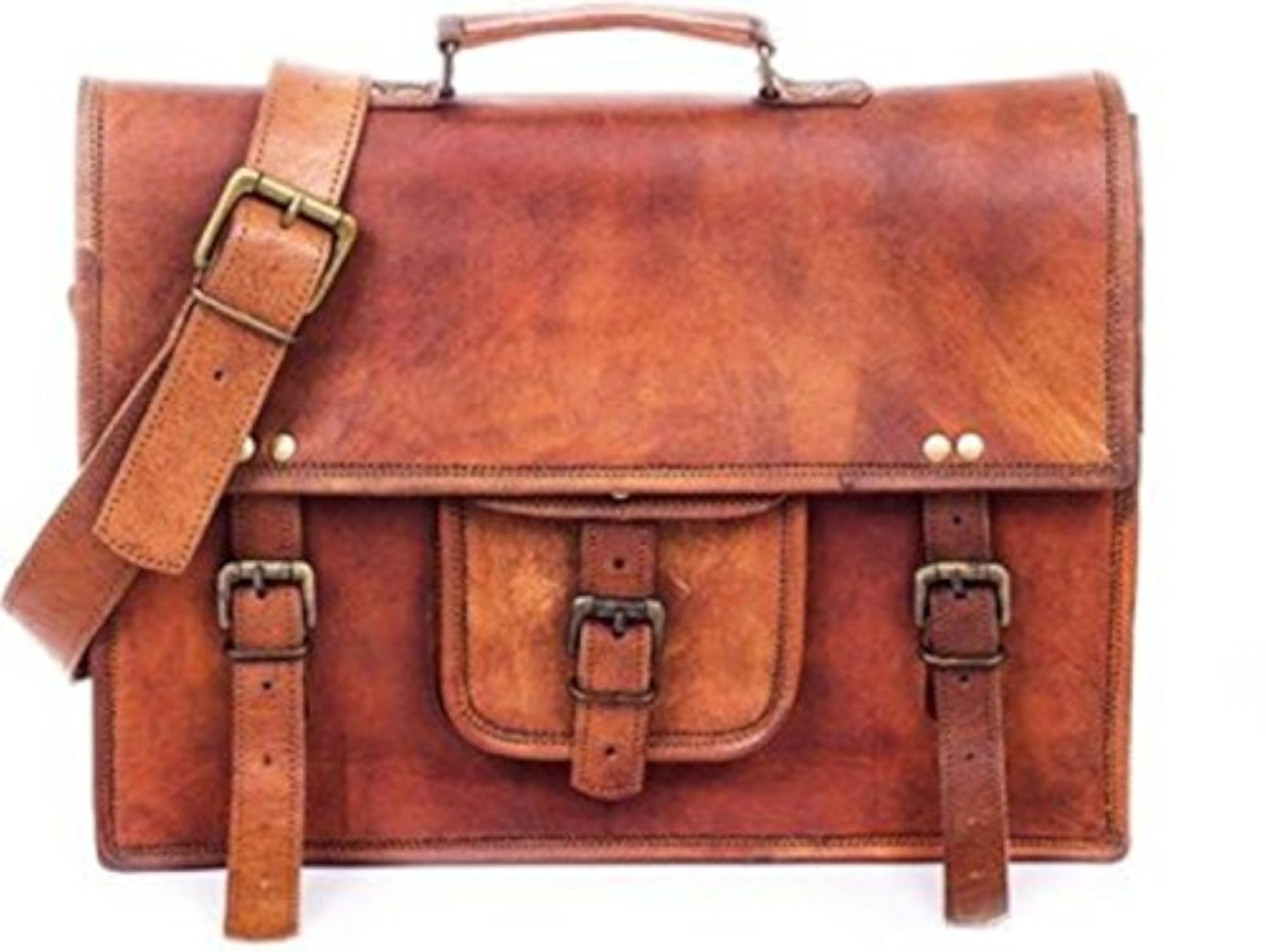 Brown Leather Laptop Satchel Messenger Bag